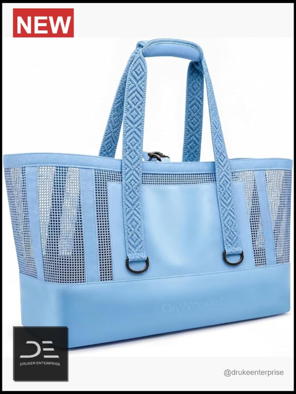 Large Mesh Beach Bag with Waterproof Bottom, Sandproof Quick-Dry Tote, 30L
